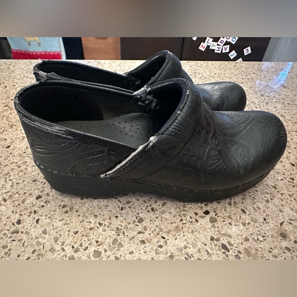 Dansko Black Embossed Women's Mules